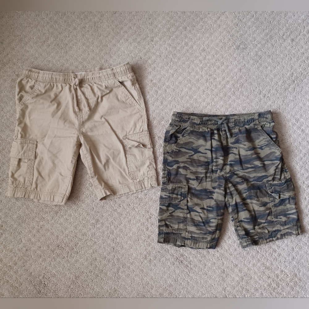 Boy's Epic Threads Cargo Shorts (Tan/Camo BUNDLE) - M/12-14